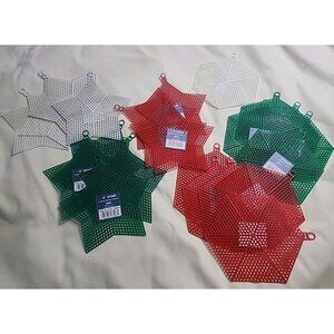 Lot of 25 Mixed Mesh Plasric Canvas Stars Hexagons Craft Supplies New Needlework
